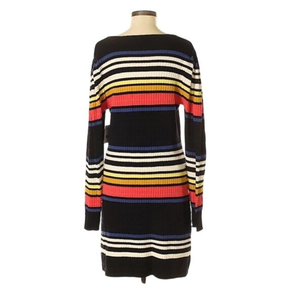 Free People Striped L/S Sweater Dress | Coastal Grandmother Dark Academia Prep M - Picture 4 of 15